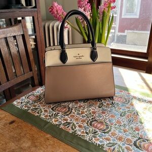 Kate Spade Madison Satchel, Medium, Black, Cream, and Brown